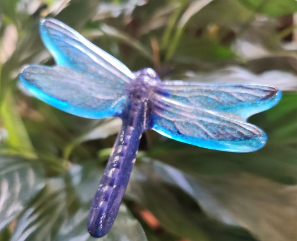Plant Pick-Dragonfly, Small-Blue & Turquoise by Kathy Kollenburn