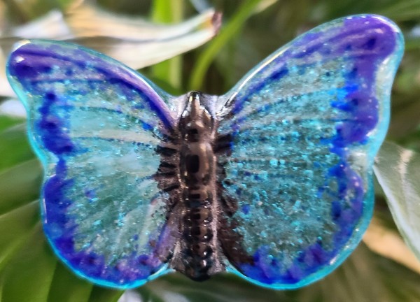 Plant Pick-Butterfly, Small-Blue & Black by Kathy Kollenburn