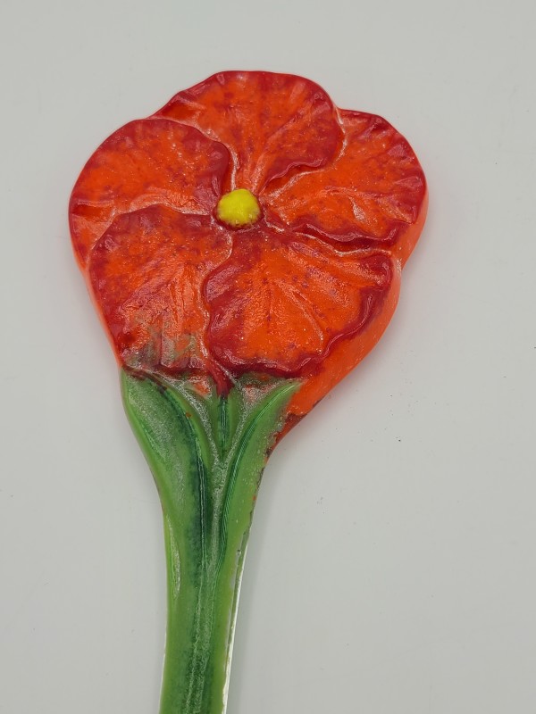 Plant Stake-Red & Orange Hibiscus by Kathy Kollenburn
