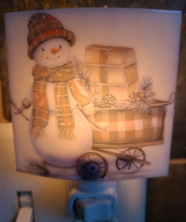 Nightlight with Snowman with Wagon by Kathy Kollenburn