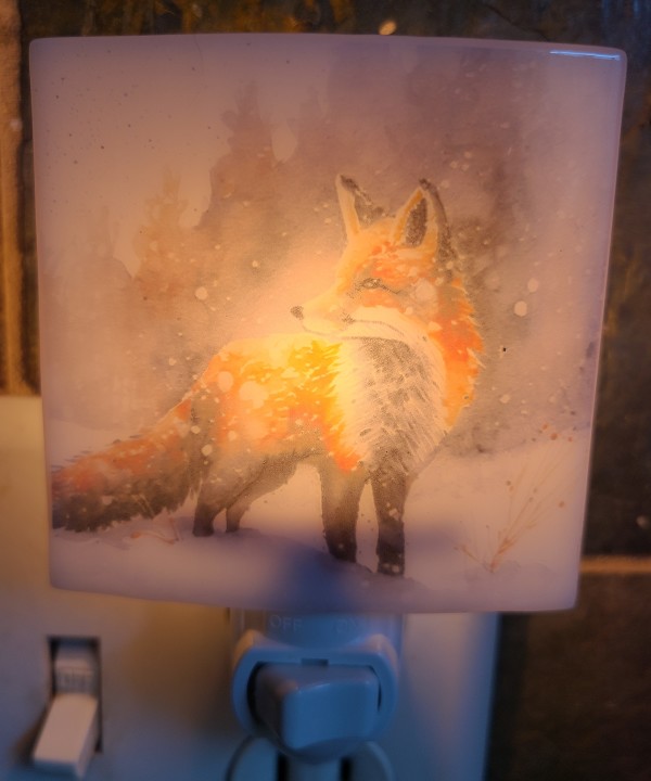 Nightlight with Fox in Snow by Kathy Kollenburn