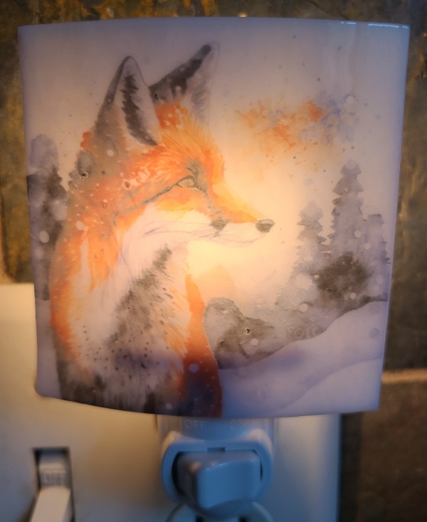 Nightlight with Fox in Snow by Kathy Kollenburn