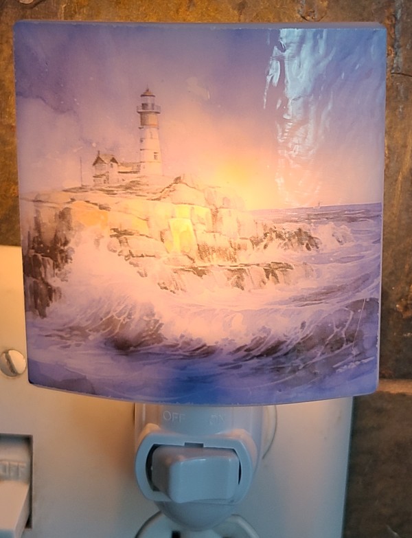 Nightlight with Lighthouse and Surf by Kathy Kollenburn