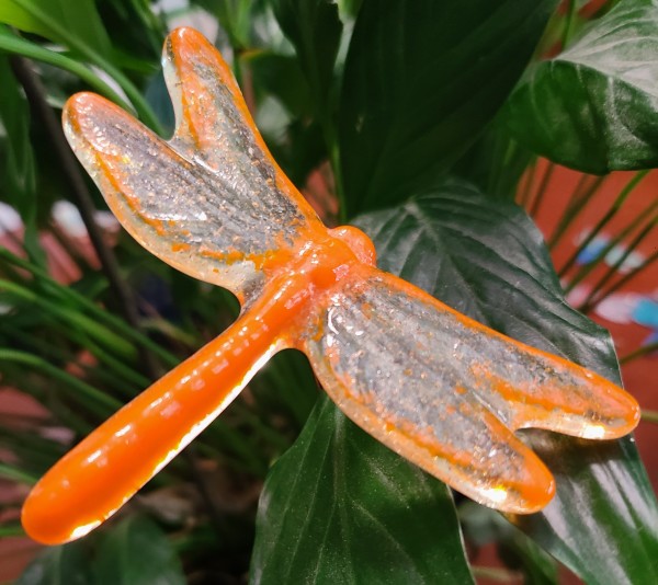 Plant Pick-Dragonfly, Medium in Oranges by Kathy Kollenburn