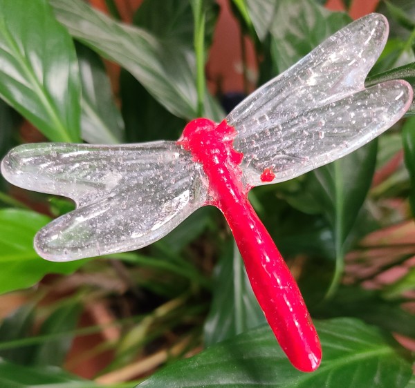 Plant Pick-Dragonfly, Small, Red with Clear Wings by Kathy Kollenburn