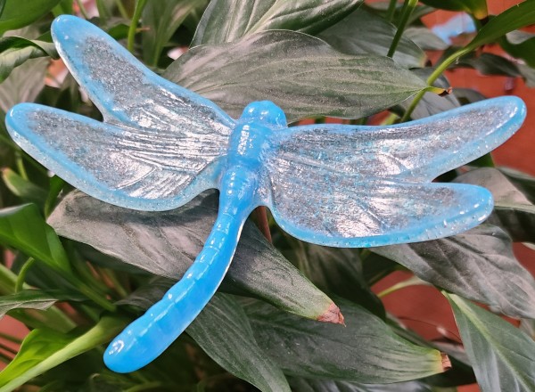 Plant Pick-Dragonfly, Large in Cyan Blue by Kathy Kollenburn