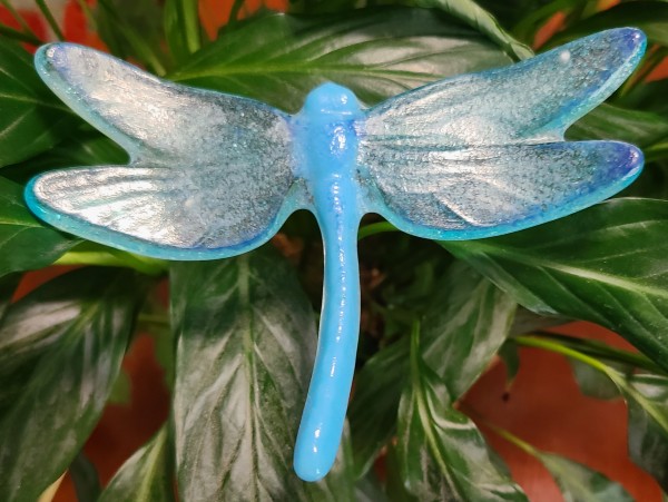Plant Pick-Dragonfly, Large in Blues by Kathy Kollenburn