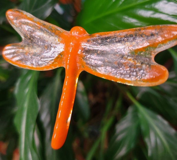 Plant Pick-Dragonfly, Small in Oranges by Kathy Kollenburn