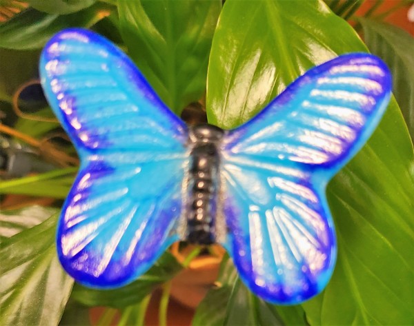 Plant Pick-Butterfly, Medium in Blues by Kathy Kollenburn