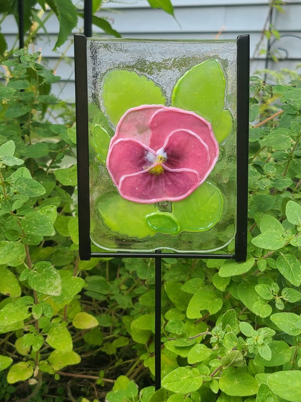 Garden Stake-Cranberry Pansy by Kathy Kollenburn