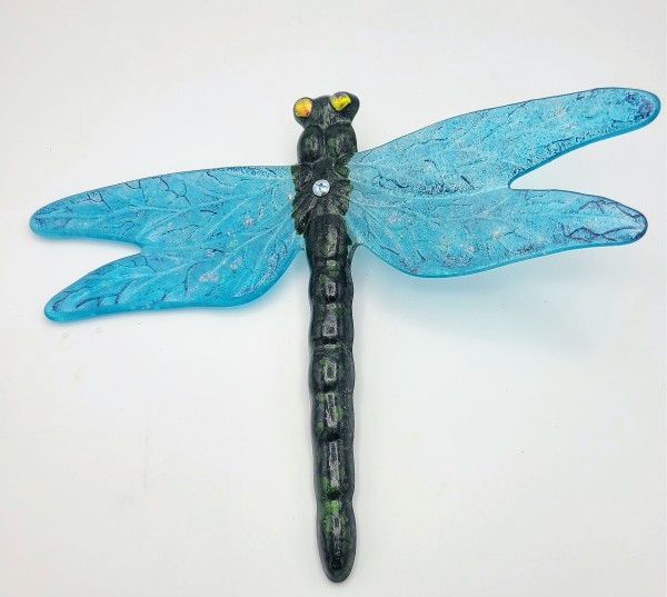 Dragonfly Yard Art-Adventurine with Aqua Blue Wings by Kathy Kollenburn