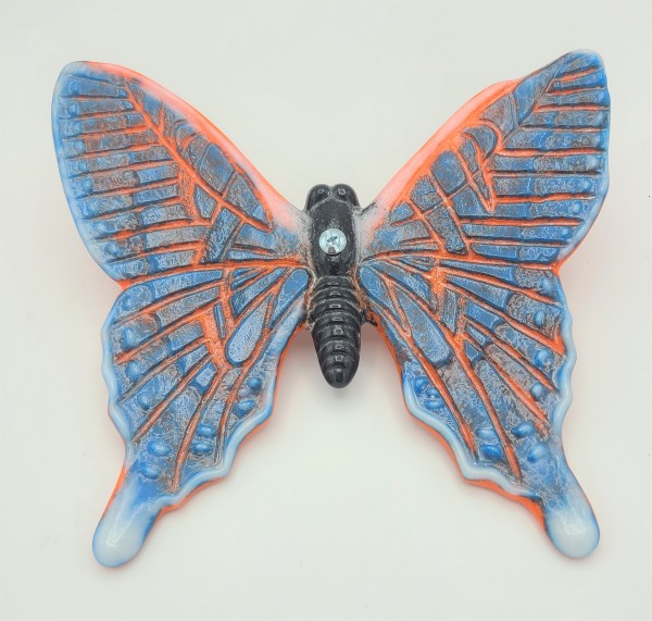 Butterfly Yard Art-Egyptian Blue/Orange/Black by Kathy Kollenburn