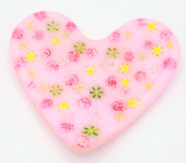 Small Dish-Pink Heart with Roses and Flowers by Kathy Kollenburn