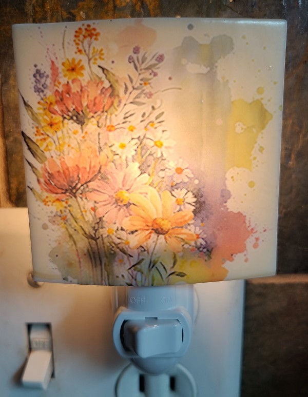 Nightlight-Watercolor Flowers by Kathy Kollenburn
