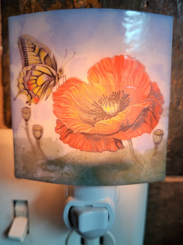 Nightlight-Butterfly with Poppy by Kathy Kollenburn