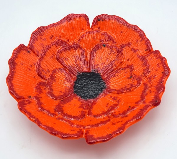 Poppy Plate-Small, Orange with Red Edges by Kathy Kollenburn
