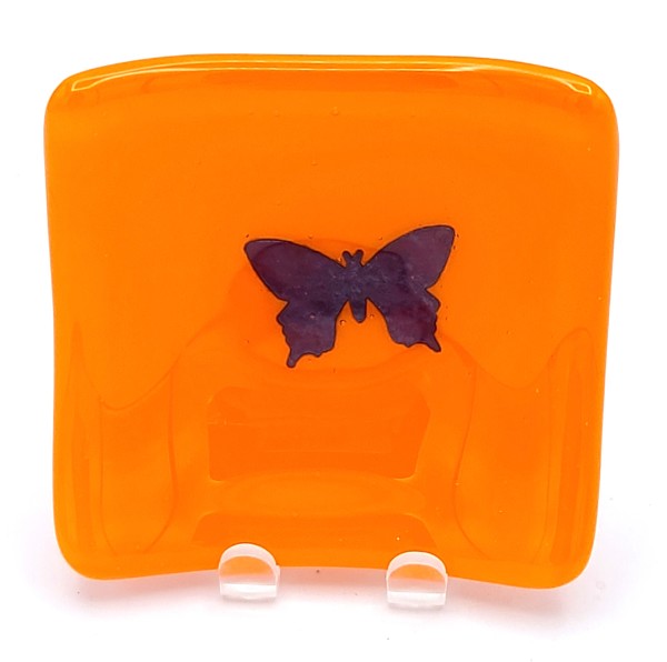 Trinket Dish-Copper Butterfly in Orange by Kathy Kollenburn