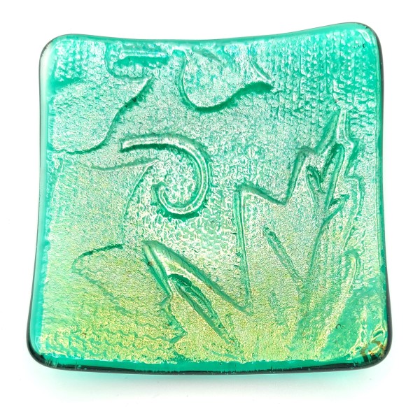 Small Plate-Green Irid with Leaf Impression by Kathy Kollenburn