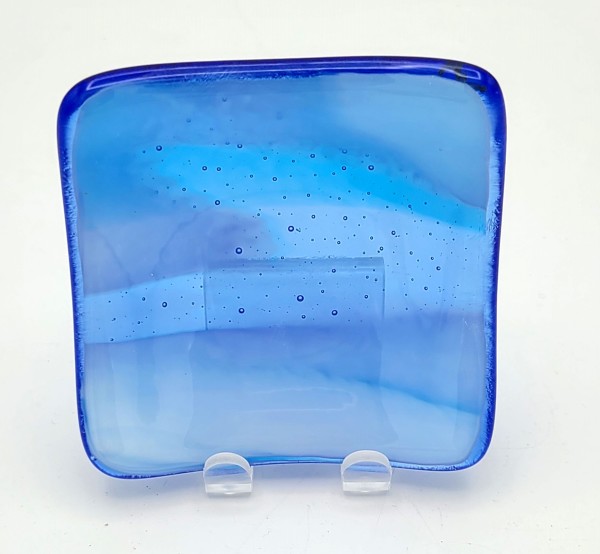 Trinket Dish-Blue/White Streaky by Kathy Kollenburn