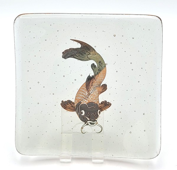 Plate-Gray Tint with Koi Fish by Kathy Kollenburn