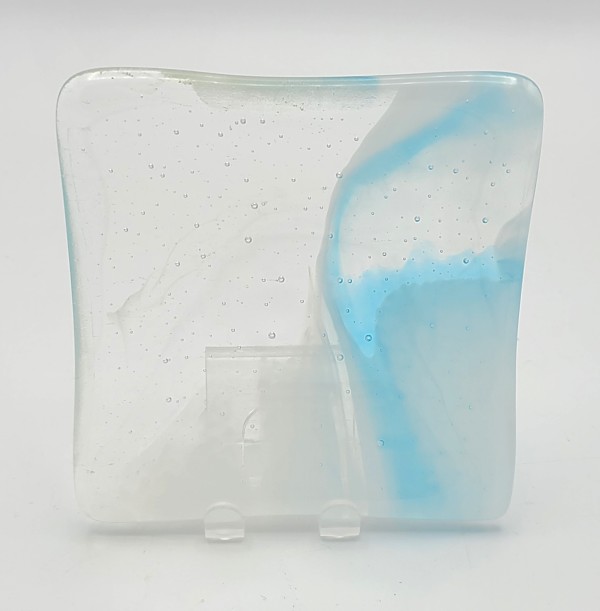 Small Dish-Clear/Turquoise/White Streaky by Kathy Kollenburn
