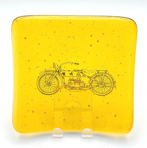 Small Plate-Golden with Gold Vintage Motorcycle by Kathy Kollenburn