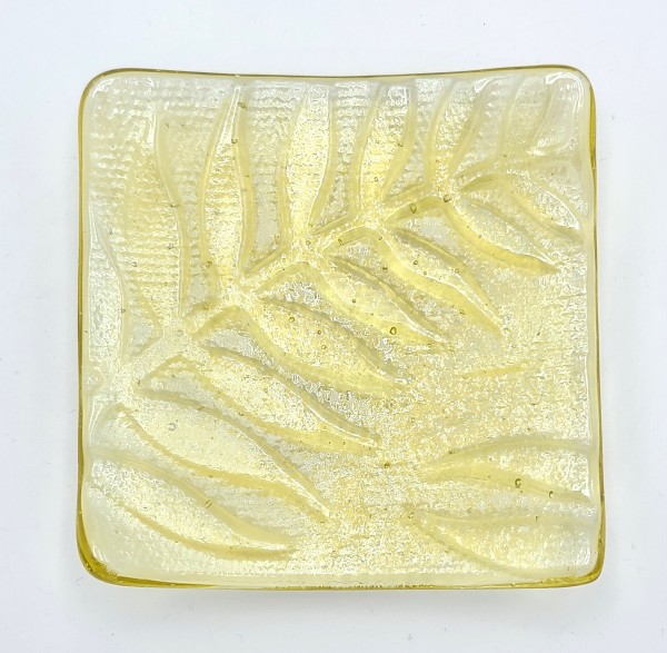 Small Plate-Gold Amber with Fern Impressions by Kathy Kollenburn