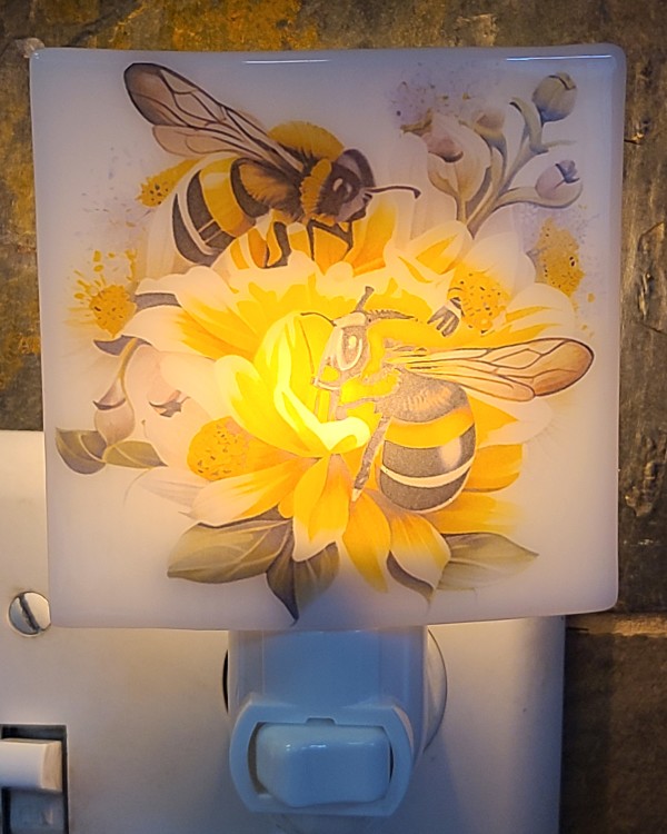 Nightlight-Honeybees on Flowers by Kathy Kollenburn