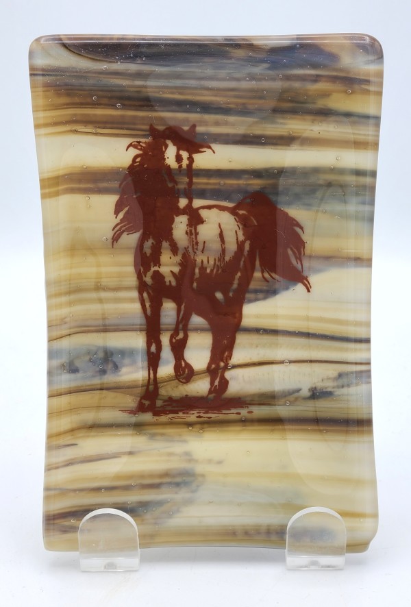 Soap Dish/Spoon Rest-Brown Horse on Brown Streaky Background by Kathy Kollenburn