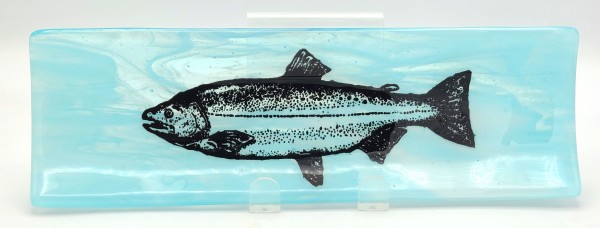 Long Tray-Trout on Turquoise/White Streaky by Kathy Kollenburn