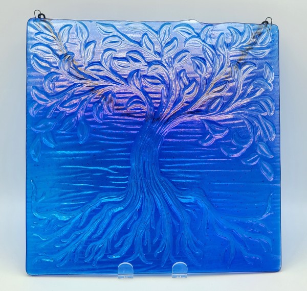 Garden Hanger-Tree of Life, Large, Sky Blue Irid by Kathy Kollenburn