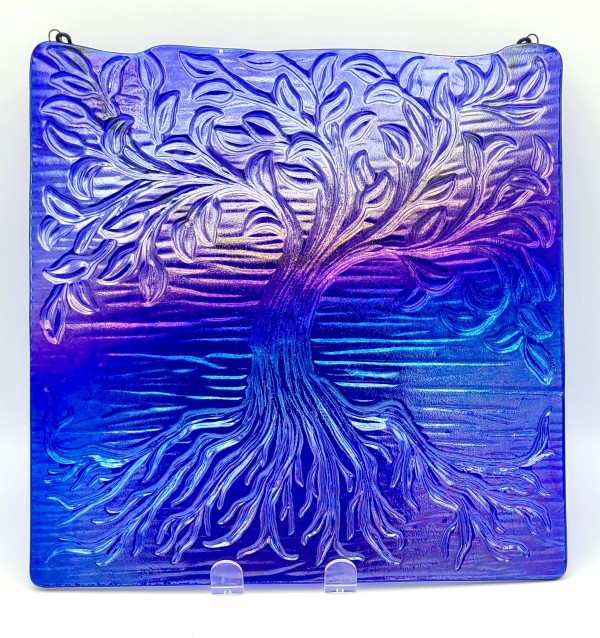 Garden Hanger-Tree of Life, Large, Cobalt Blue Irid by Kathy Kollenburn
