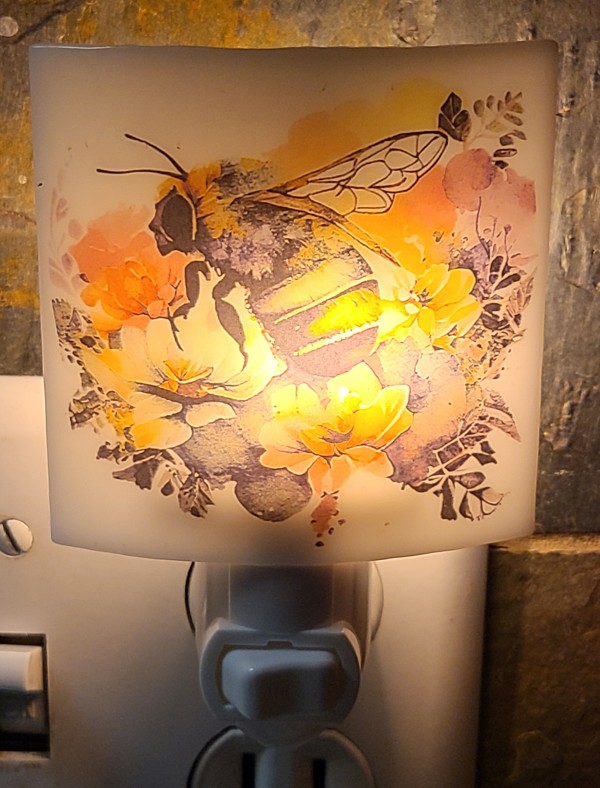 Nightlight-Honeybee on Flowers by Kathy Kollenburn