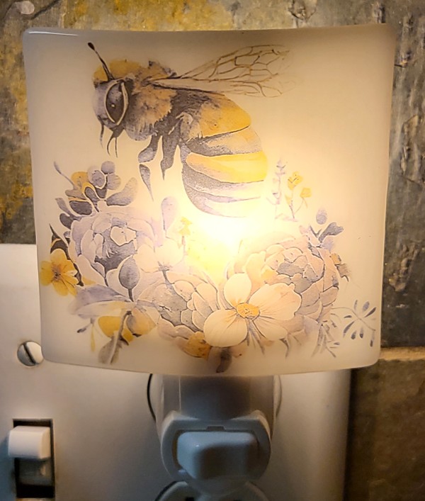 Nightlight-Honeybee on Flowers by Kathy Kollenburn