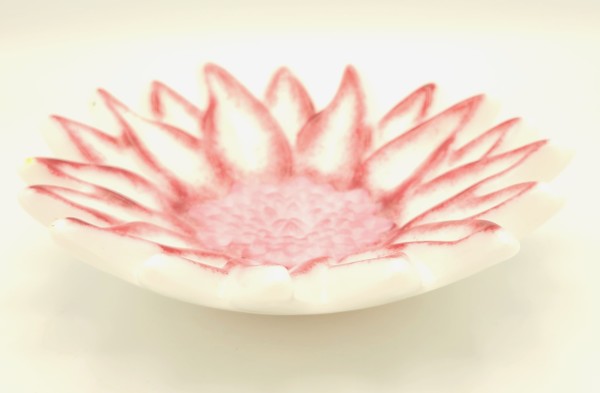 Summer Floral Flower Dish-White/Pink by Kathy Kollenburn