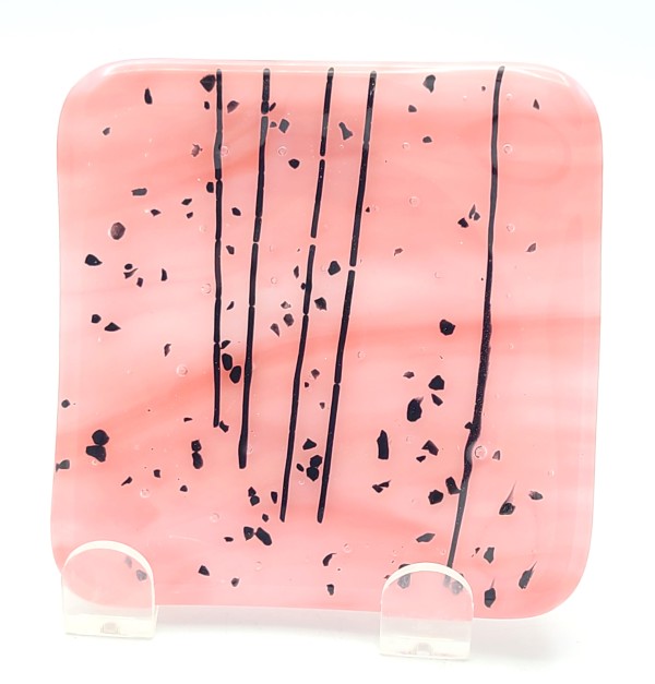 Small Plate-Pink Streaky with Black Mardi Gras by Kathy Kollenburn