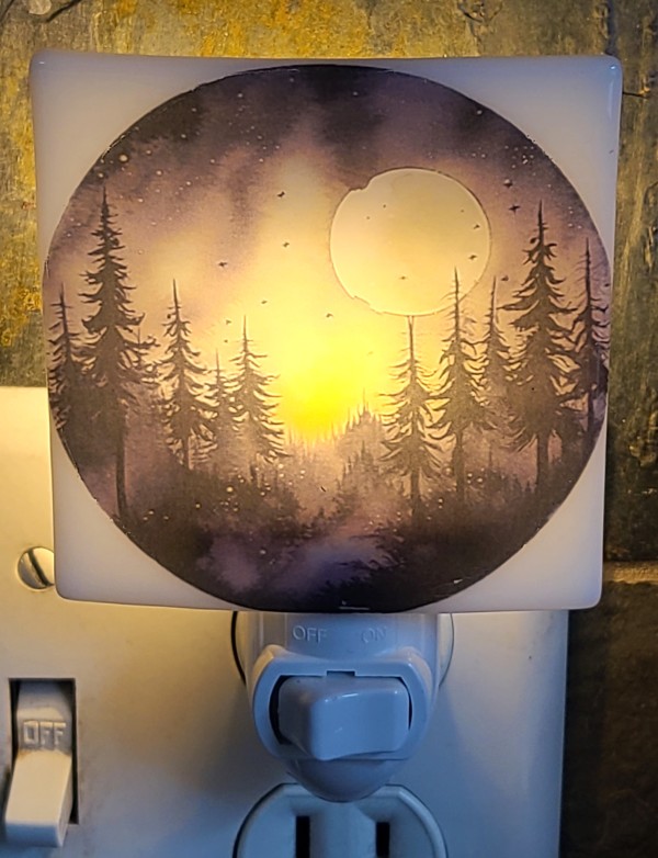 Nightlight-Full Moon over Forest by Kathy Kollenburn
