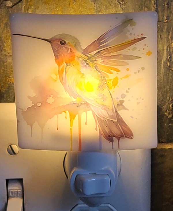 Nightlight with Painterly Hummingbird by Kathy Kollenburn