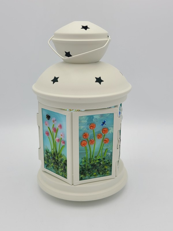 Lantern-White with Floral Panels by Kathy Kollenburn