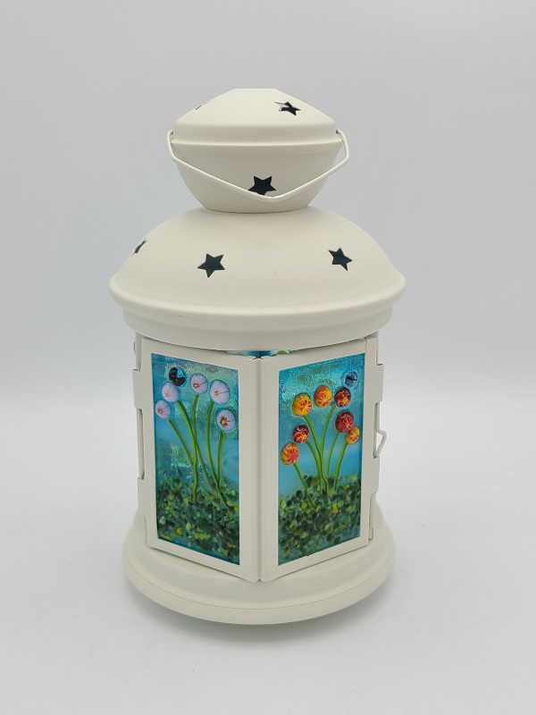 Lantern-White with Floral Panels by Kathy Kollenburn