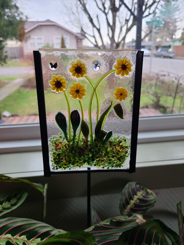 Garden Stake-Yellow Sunflowers by Kathy Kollenburn