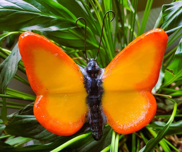 Plant Pick-Butterfly in Oranges, Large by Kathy Kollenburn