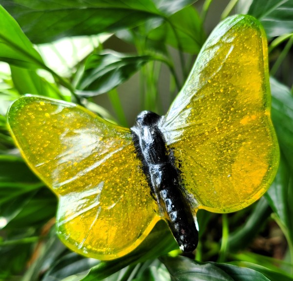 Plant Pick-Butterfly in Gold & Green, Large by Kathy Kollenburn