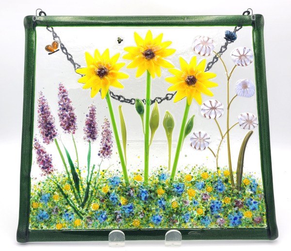 Garden Hanger-Sunflowers, Lavender and Morning Glories by Kathy Kollenburn