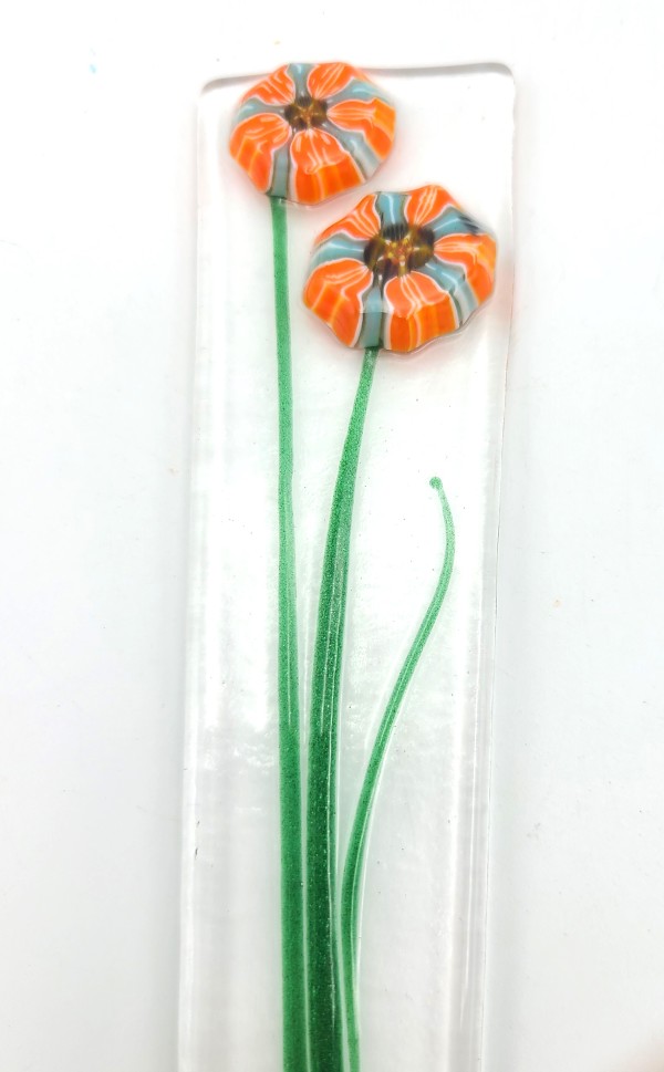 Plant Stake-Orange & Green Flowers by Kathy Kollenburn