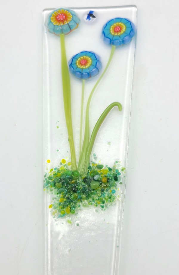 Plant Stake-Blue/Yellow/Orange Flowers by Kathy Kollenburn