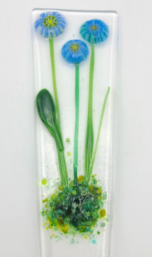 Plant Stake-Blue/Yellow Flowers by Kathy Kollenburn