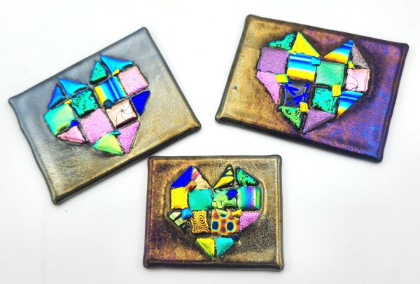 Dichroic Heart Rectangle with Small Stand by Kathy Kollenburn