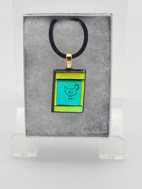 Necklace-Chicken Etched Dichroic by Kathy Kollenburn