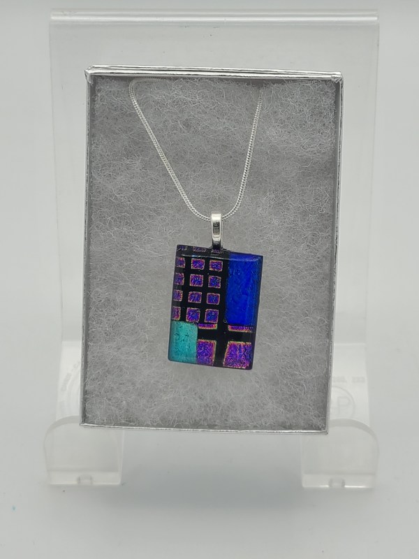 Necklace-Purple/Blue Dichroic Designs by Kathy Kollenburn